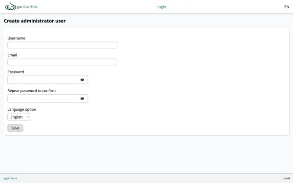 Create administrator user form