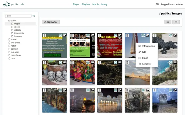 The context menu for the media view