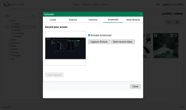 Screencast upload