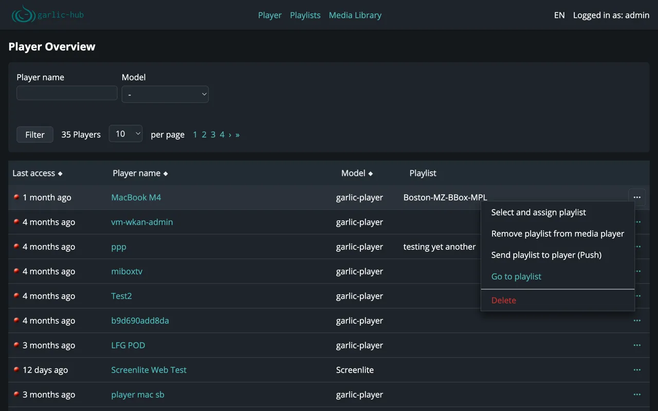 Player context menu