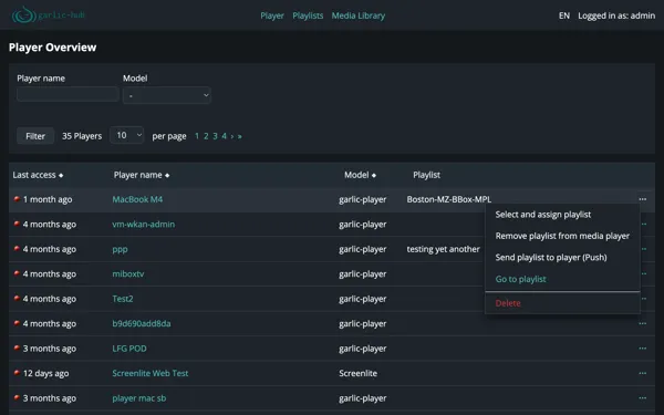 Player context menu