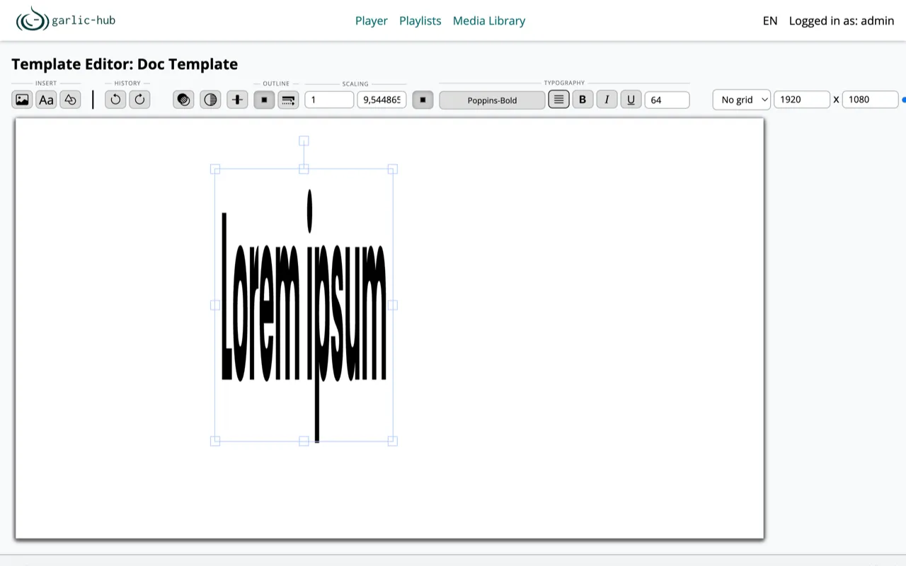 Text element distorted by different scaling values per axis