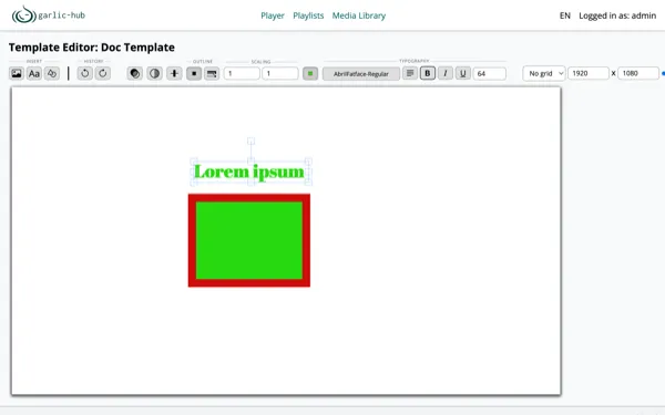 Green text and a green rectangle with red outline