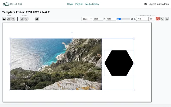 An image and a shape selected together as a group