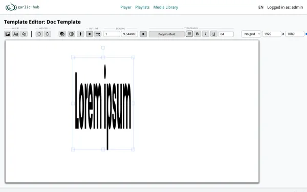 Text element distorted by different scaling values per axis