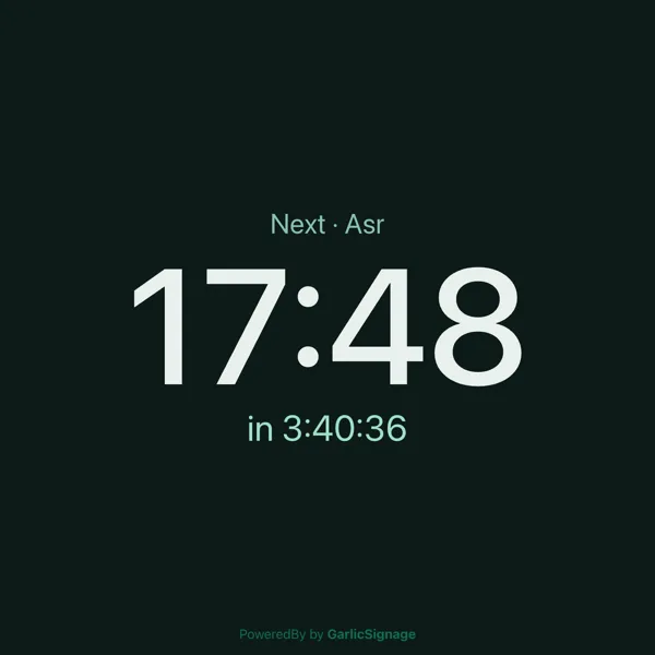 Prayer Times widget in square mode showing only the next prayer, Asr, with a live countdown